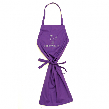 Child-size purple apron embroidered Tour d'Argent