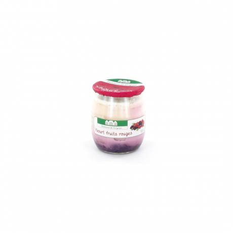 Cow whole milk yoghurt with red fruits