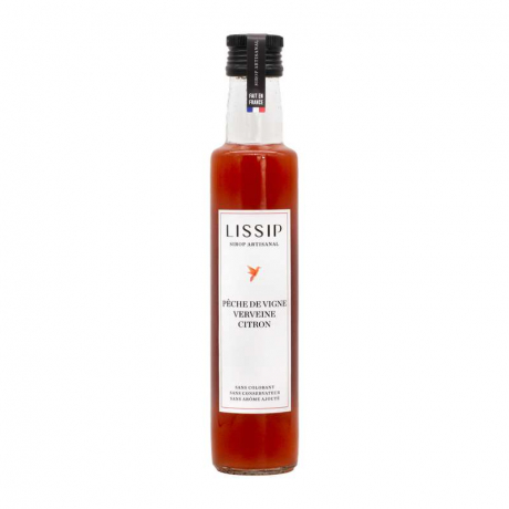Artisanal syrup Lissip: vine peach, verbena, lemon 25 cl.