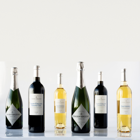 Sélection - Coffret caisse bois 2x Saint-Émilion, 2x Champagne Blanc de Blancs Tour d'Argent, 2x Sauternes