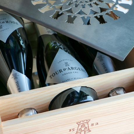 Coffret Cadeau Hommage à Notre-Dame - Champagne Tour d'Argent Blanc de Blanc Grand Cru