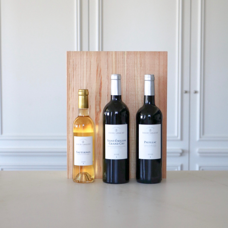 Bordeaux Nobility - Wooden case of 1x Sauterne, 1xPauillac, 1x Saint-Emilion Grand Cru Bordeaux Nobility - Wooden case of 1x Sauterne, 1xPauillac, 1x Saint-Emilion Grand Cru